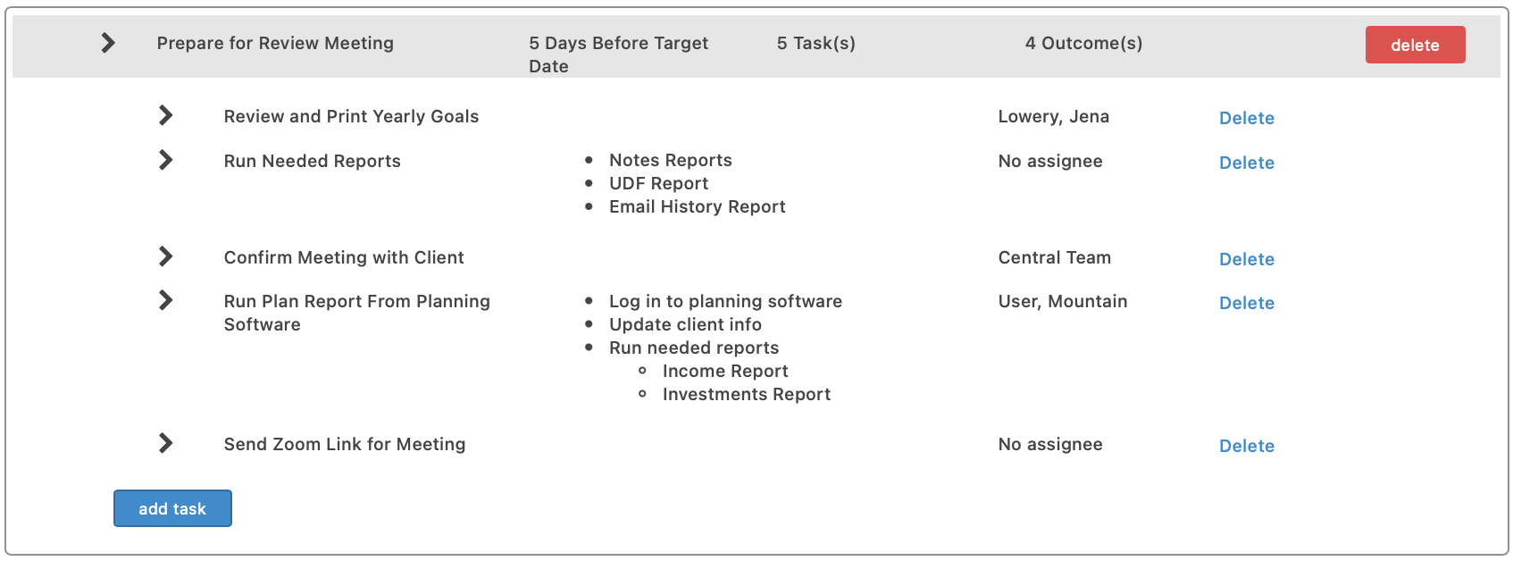 collapsed workflow template step and tasks