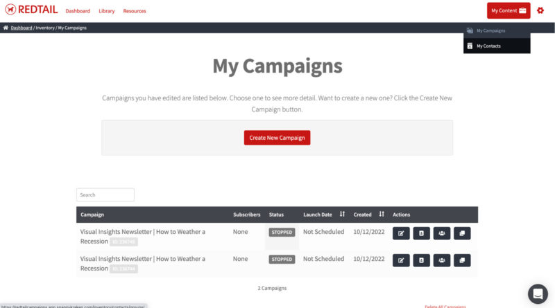 Redtail Campaigns Dashboard