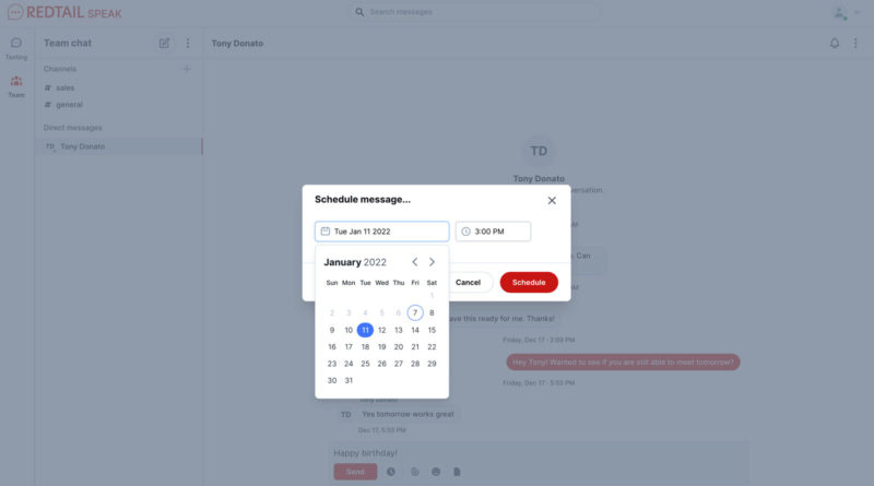 Speak schedule a message interface
